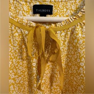 Talbots yellow/mustard floral top. Size small.